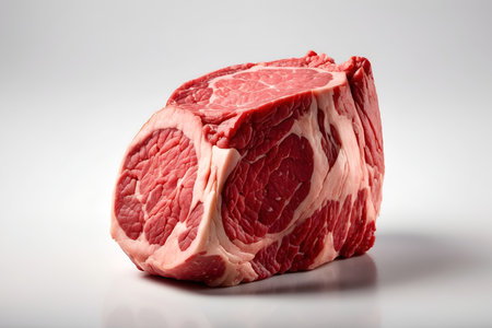 Raw beef  on a white background. Close-up view.の素材