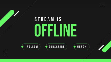 Stream is Offline Background Green and Black theme, Minimalist Geometrical Design, Vector Illustrationのイラスト素材