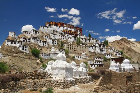 this is thiksey monastery with blue sky
