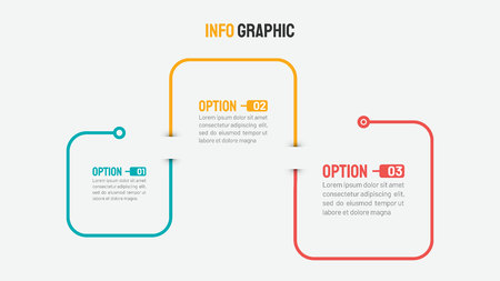 Thin line infographic template. Timeline with 3 steps, options. Vector linear element for presentation.のイラスト素材