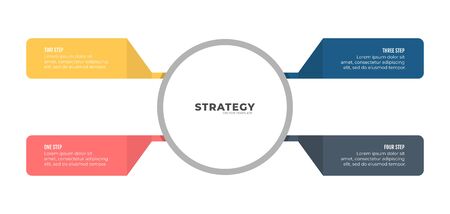 Business Infographic template. Data Visualization concept with circle and 4 number options, steps. Vector illustration.のイラスト素材