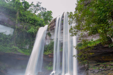 beautiful waterfall in asia.の写真素材