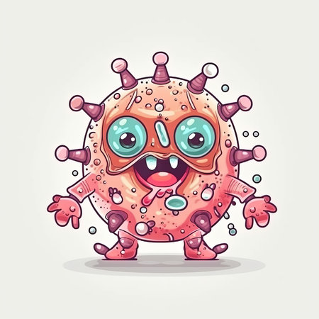 This stock illustration features a scary virus character that is sure to make an impact in any project. The virus monster is depicted on a white background and is sure to stand outの素材