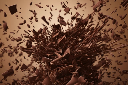 abstract and chaotic background that depicts the explosion of chocolate, evoking feelings of indulgence and sweetness.の素材