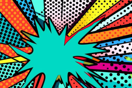 This stock illustration features an eye-catching and lively abstract pop art background with a playful and colorful design.の素材
