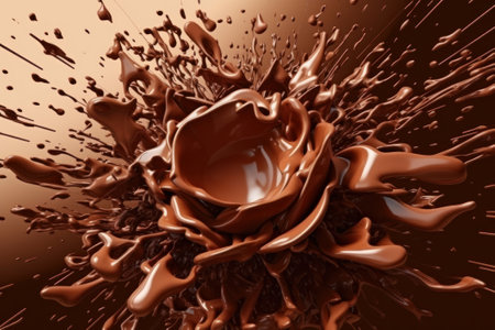 abstract and chaotic background that depicts the explosion of chocolate, evoking feelings of indulgence and sweetness.の素材