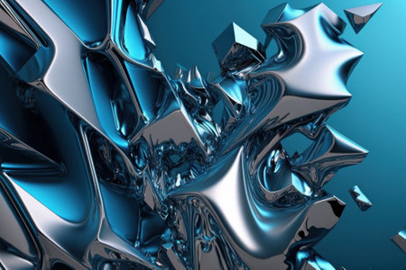 This stock illustration features a stunning abstract design that combines chrome and blue ice colors to create a sleek, modern look.の素材
