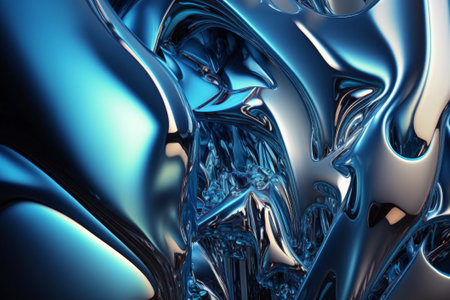 This stock illustration features a stunning abstract design that combines chrome and blue ice colors to create a sleek, modern look.の素材