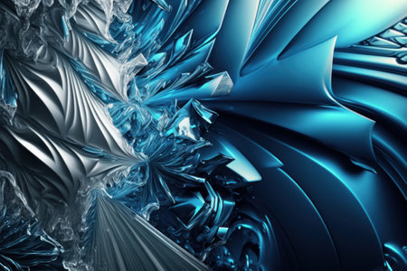 This stock illustration features a stunning abstract design that combines chrome and blue ice colors to create a sleek, modern look.の素材