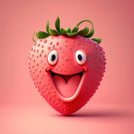 Cute character strawberry, generative aiの素材