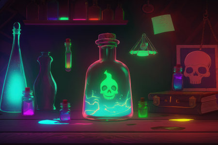 Halloween magic potion in the bottle.の素材