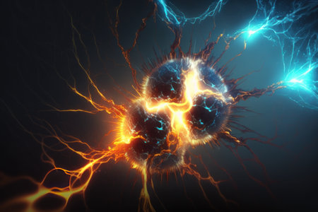 abstract wallpaper fire and lightning storm explosions fractal styled, digital art, generative aiの素材