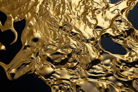 A stunning stock illustration of liquid gold with a fluid and elegant appearance. The mesmerizing abstract background is created using Generative AI technology.の素材