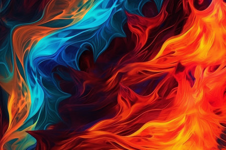 A stunning stock illustration of colorful flames in abstract form created with Generative AI technology. Perfect for design projects.の素材