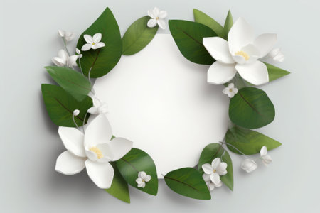 A beautifully designed natural floral style frame with ample copy space in the center, created using advanced Generative AI techniques.の素材