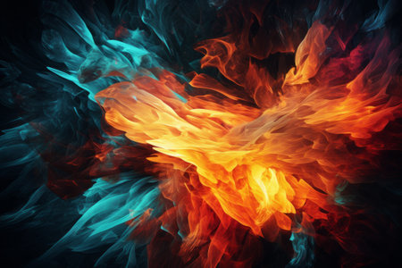 This stunning stock illustration depicts a colorful abstract flame background created using generative AI technology.の素材