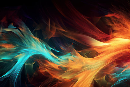 This stunning stock illustration depicts a colorful abstract flame background created using generative AI technology.の素材