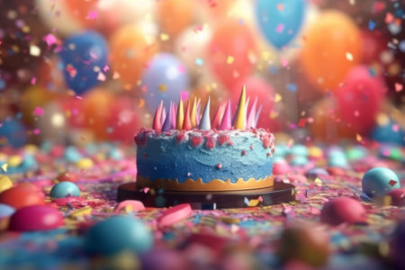 A vibrant, abstract stock illustration of blurred lights and bokeh, perfect for party invitations, banners, and event flyers. Created using generative AI technology.の素材