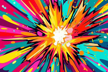 This stock illustration features a lively and colorful pop art background created using generative AI technology. Perfect for a variety of design projects!の素材