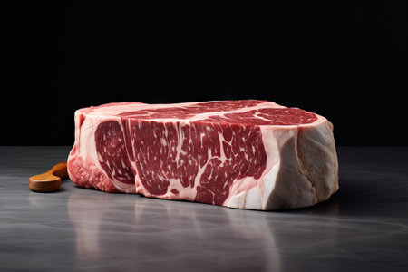 This delicious stock illustration features a juicy, 100% grain-fed New York strip steak from Western New York. Perfect for any food-related project.の素材