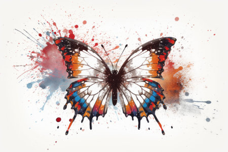 A captivating illustration of a delicate butterfly against a pure white backdrop, created using generative AIの素材
