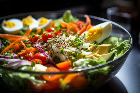 Indulge in a healthy and delicious salad bowl. Perfect for diet enthusiasts. Generative AI masterpiece.の素材