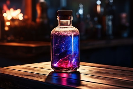 Explore the allure of dark magic with a colorful witch's potion. An intriguing stock illustration brought to life by Generative AI.の素材