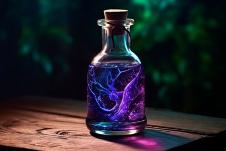 Explore the allure of dark magic with a colorful witch's potion. An intriguing stock illustration brought to life by Generative AI.の素材