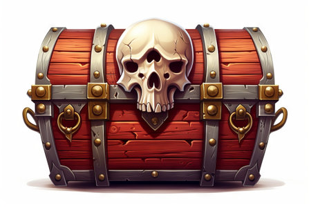 Discover hidden treasures in a colorful pirate's chest. A playful and engaging illustration, perfect for all ages. Generative AI.の素材
