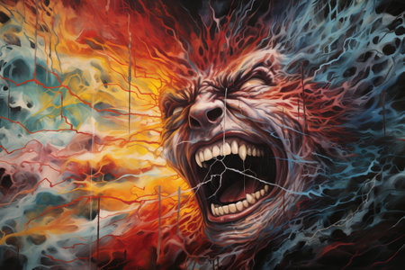 Vividly capture the tumultuous states of anger and rage through abstract flames. Generative AI brings this to life.の素材