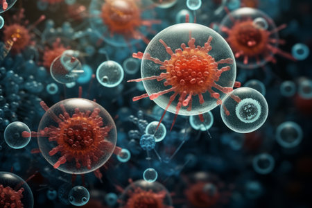 Discover the intricate beauty of microorganisms in this macro close-up illustration, created using Generative AI.の素材