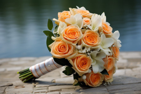 An exquisite bridal bouquet, a symbol of love and happiness.の素材