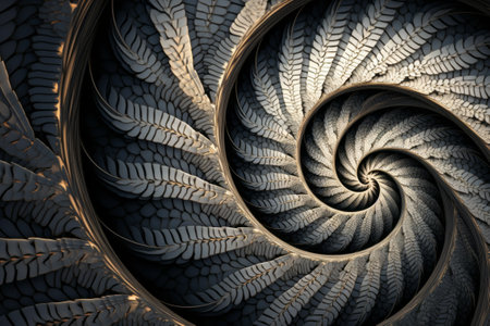 Discover the hypnotic beauty of a spiraling geometric fractal pattern.の素材