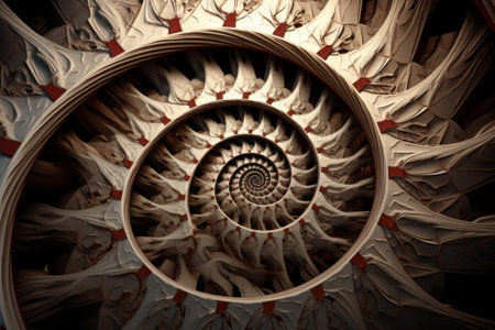Discover the hypnotic beauty of a spiraling geometric fractal pattern.の素材