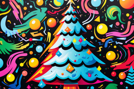 festive spirit with this colorful pop art Christmas background, crafted by Generative AIの素材