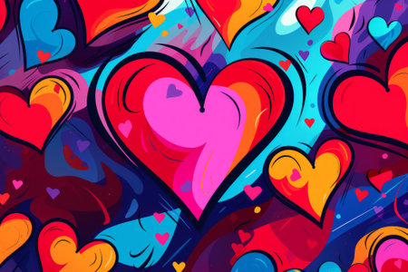 Dive into the vibrant world of abstract pop art for a joyful Valentine's celebration, Generative AIの素材