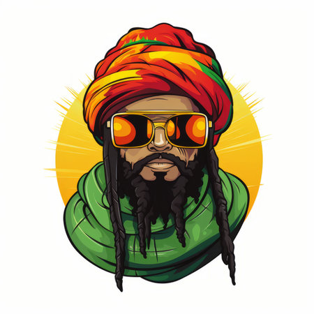Explore a laid-back vibe with this doodle-style rasta character, advocating for legalization. Groovy and vibrant.の素材
