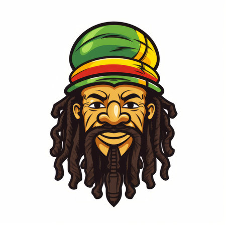 Explore a laid-back vibe with this doodle-style rasta character, advocating for legalization. Groovy and vibrant.の素材