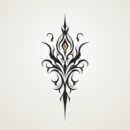 abstract flames in this tribal tattoo sketch, set against a pristine white background. Generative AI.の素材