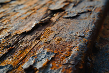 A detailed closeup showcasing the beauty of scratched rusty metal, brought to life through Generative AIの素材