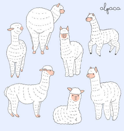 Alpaca setのイラスト素材