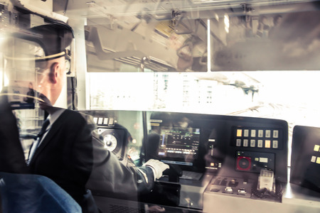 Train driver in Tokyo Japanの写真素材