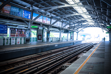Bangkok sky train station on April 24, 2017 | Public architecture of transportation in Thailandのeditorial素材