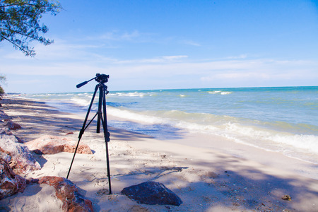Blue sea with clear sky | Beautiful natural landscape background | Ocean and beach in Thailandの写真素材