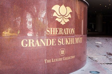 Sheraton Grand Sukhumvit hotel logo on Bangkok 25 February 2018のeditorial素材