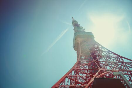 Tokyo tower with blue sky in Japan on March 2017のeditorial素材