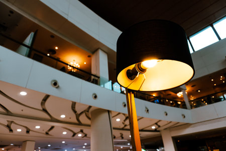 Lamp in the lobby of a modern shopping mall, stock photoの写真素材