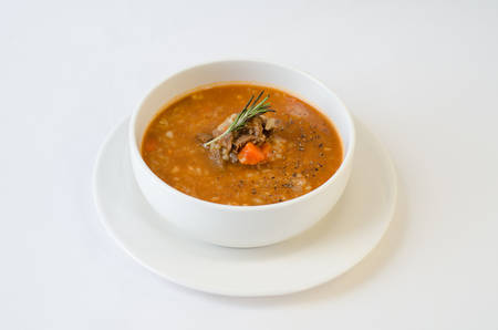 A thick and hearty spicy soupの写真素材