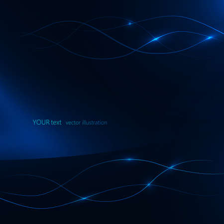 illustration of abstract background with glowing blue curved linesのイラスト素材