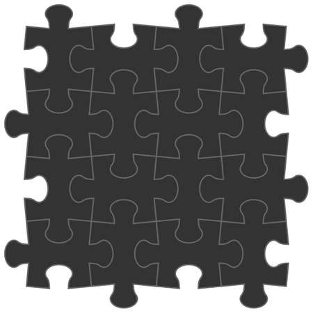 jigsaw puzzle blank template of a simple 4x4. Black on a white backgroundのイラスト素材